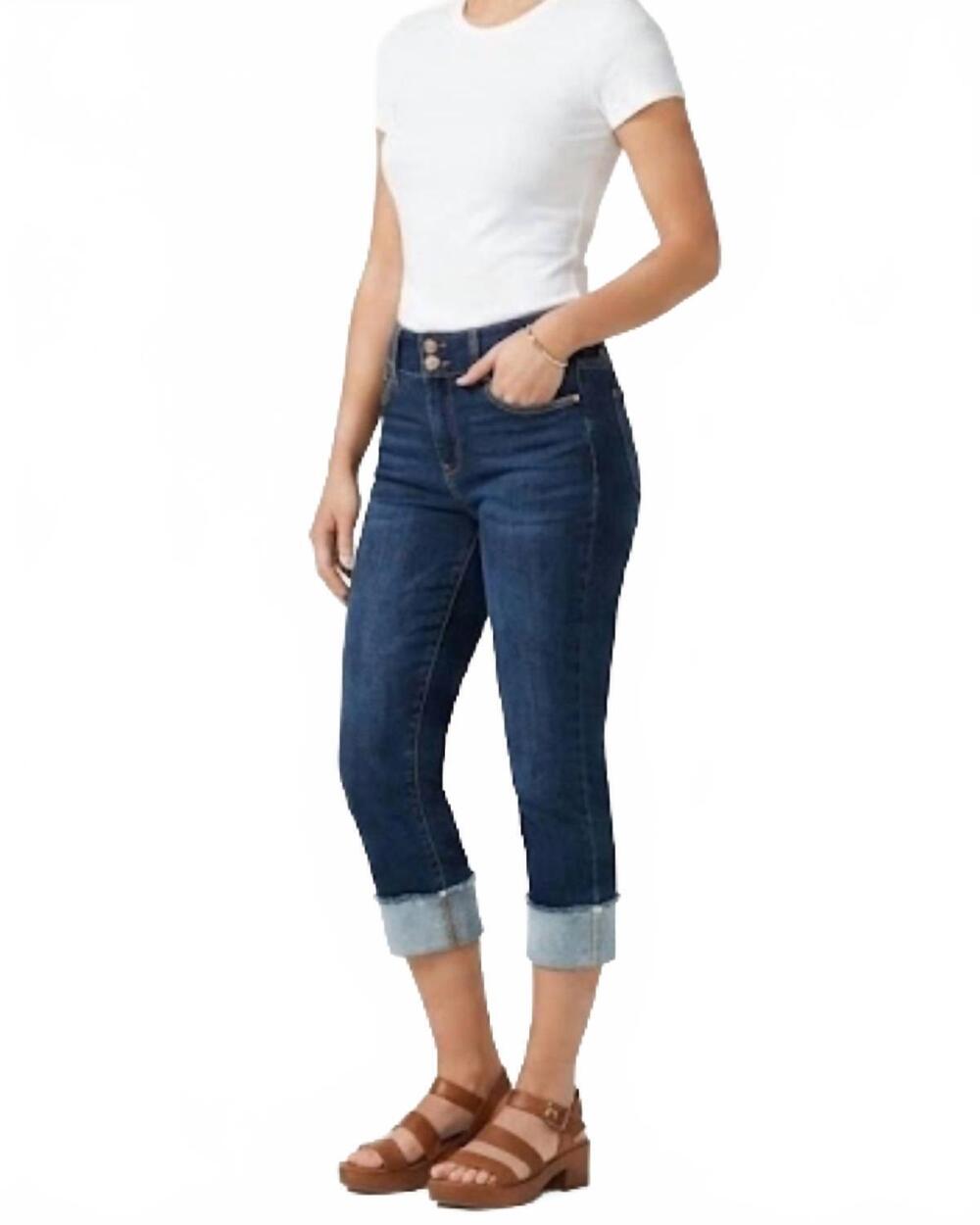 NEW JUDY BLUE violet high waist double button capri in blue - Picture 3 of 3